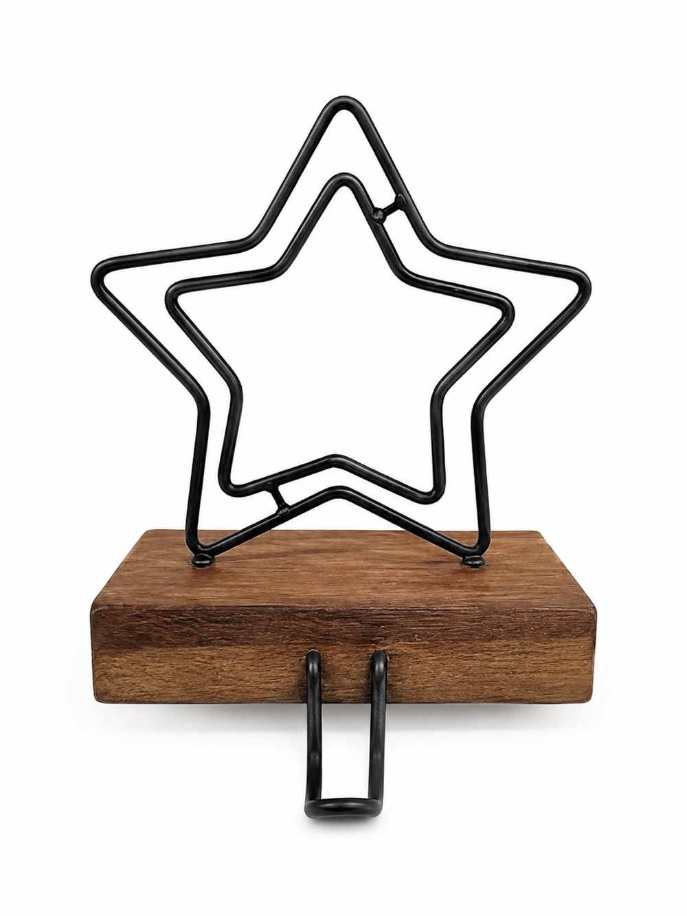 Crate&Barrel (Set of 4) rustic star Christmas stocking hook holder hanger